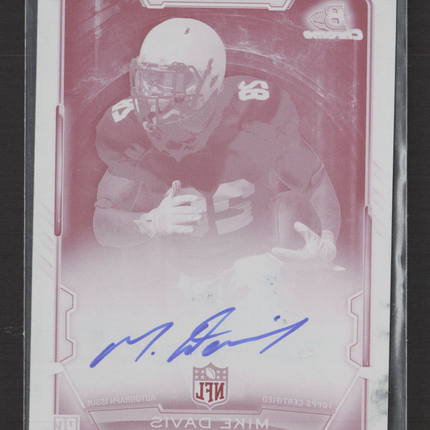 2015 Bowman Chrome Football Mike Davis #RCRA-MDA Magenta Printing Plate Auto 1/1