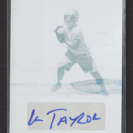 2016 Panini Impeccable Kelvin Taylor #112 Cyan Printing Plate Cyan 1/1 Auto