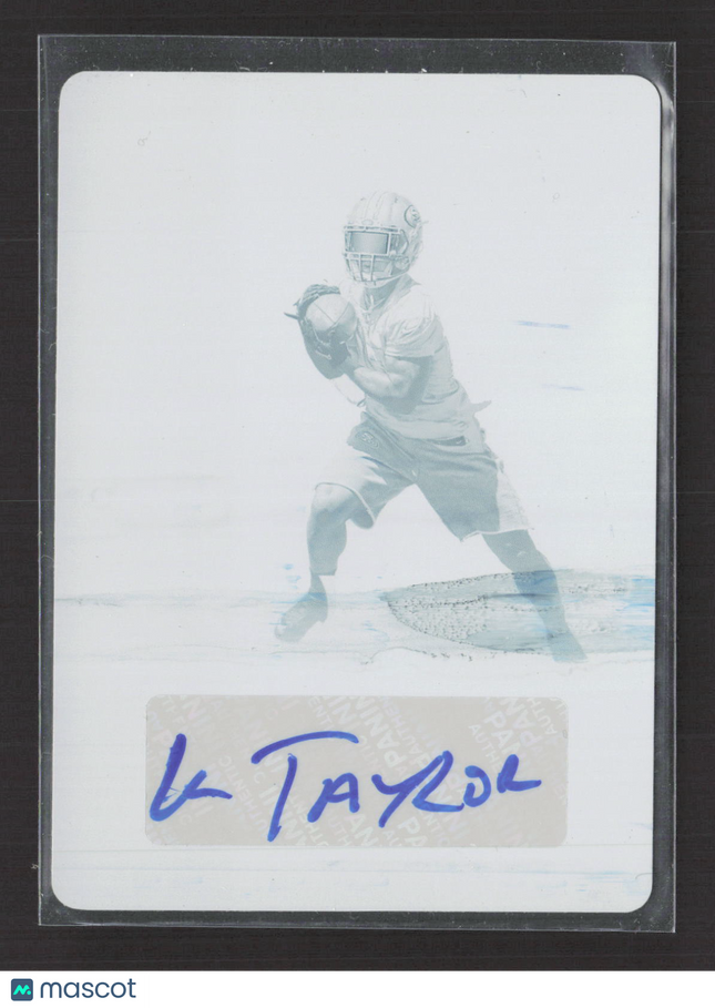 2016 Panini Impeccable Kelvin Taylor #112 Cyan Printing Plate Cyan 1/1 Auto
