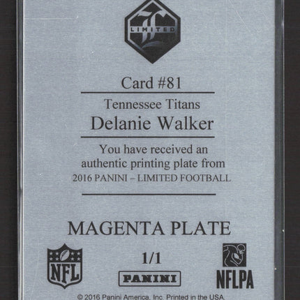 2016 Panini Limited Football Delanie Walker #81 Magenta Printing Plate 1/1