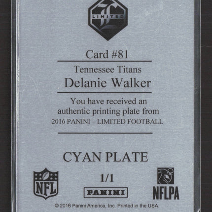 2016 Panini Limited Football Delanie Walker #81 Cyan Printing Plate 1/1