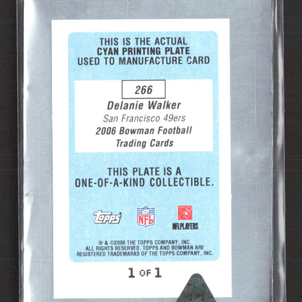 2006 Bowman Football Delanie Walker #266 Cyan Cyan Printing Plate 1/1