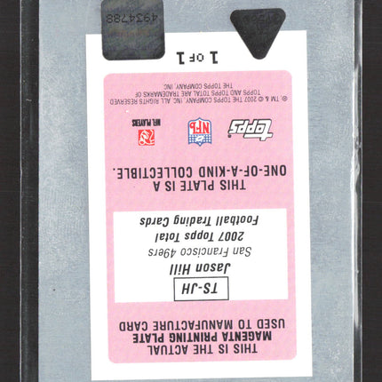 2007 Topps Total Signatures Jason Hill #TS-JH Magenta Printing Plate Auto