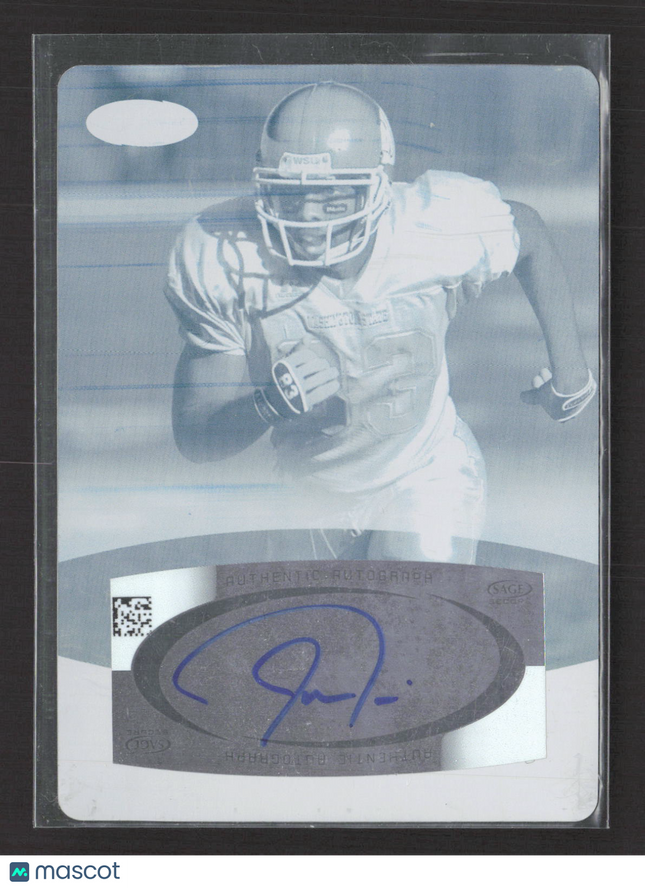 2007 SAGE DECADEnce Football Jason Hill #A25 Cyan Printing Plate Auto 1/1