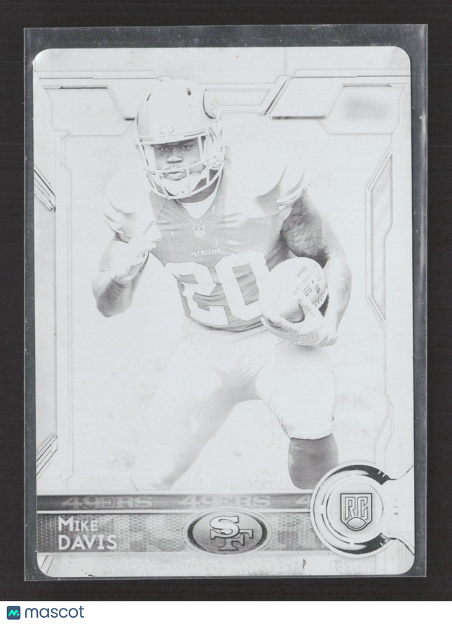 2015 Topps Football Mike Davis #450 Black Printing Plate RC 1/1