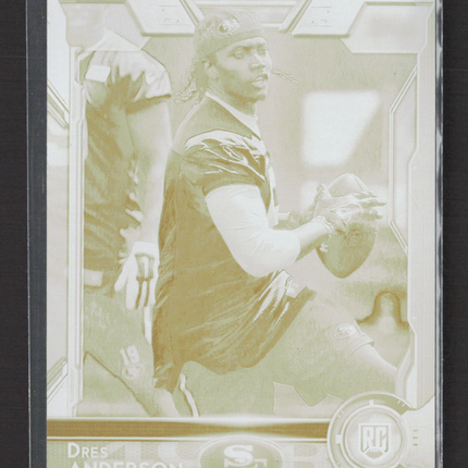 2015 Topps Football Dres Anderson #449 Yellow Printing Plate RC 1/1