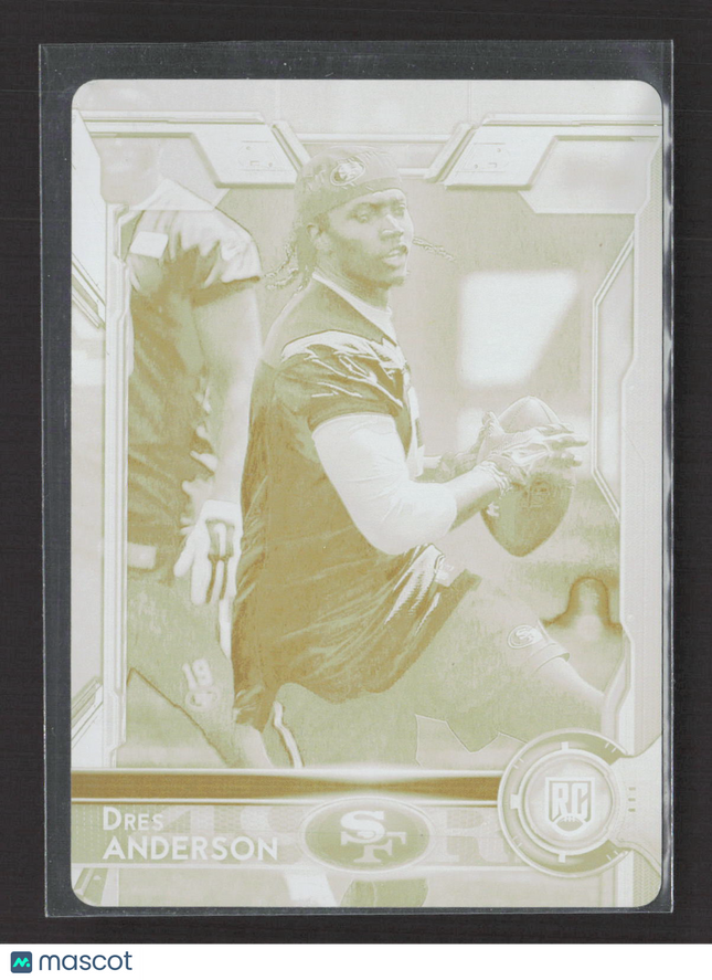 2015 Topps Football Dres Anderson #449 Yellow Printing Plate RC 1/1