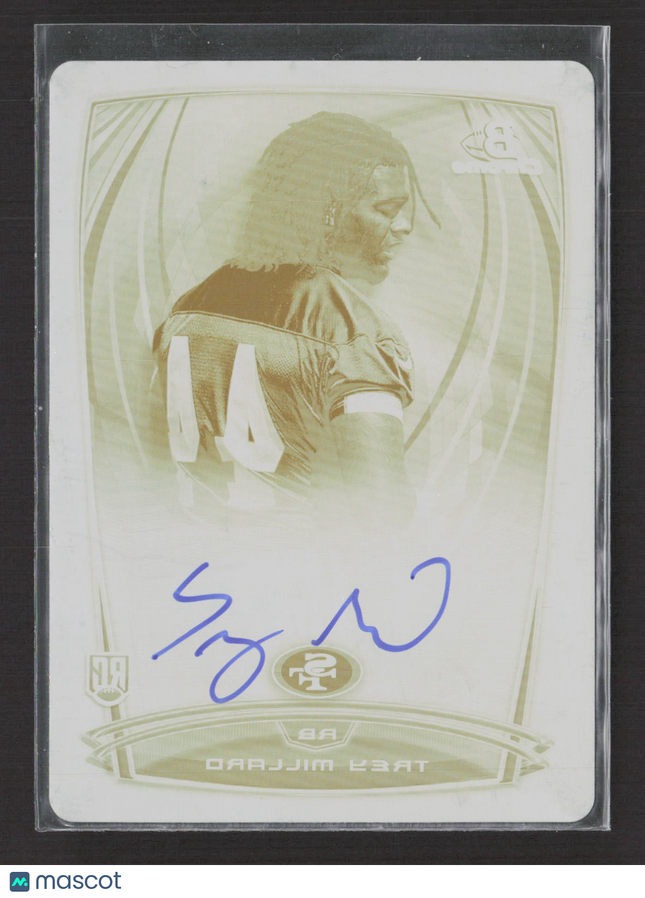 2014 Bowman Chrome Trey Millard #RCRA-TMI Yellow Printing Plate Auto 1/1
