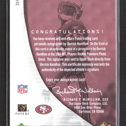 2004 Upper Deck SP Authentic Derrick Hamilton #201 268/799 Event-Worn Patch Auto