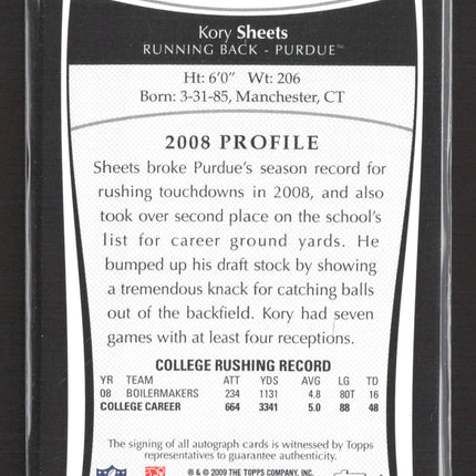 2009 Topps College Letter Patch Kory Sheets #LAP-KS 158/175 Auto