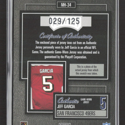 2003 Playoff Hog Heaven Material Hoggs Jeff Garcia #MH-34 Jersey 029/125