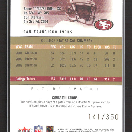 2004 Fleer SkyBox Hot Prospects Derrick Hamilton #98 Jersey Patch /350