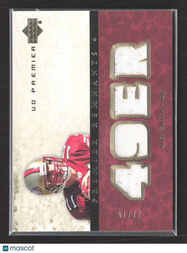 2007 Upper Deck Premier Remnants 4 Alex Smith #PR4-AS Game-Used /75