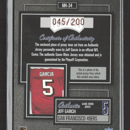 2003 Playoff Absolute Memorabilia Material Hoggs Jeff Garcia #MH-34 045/200