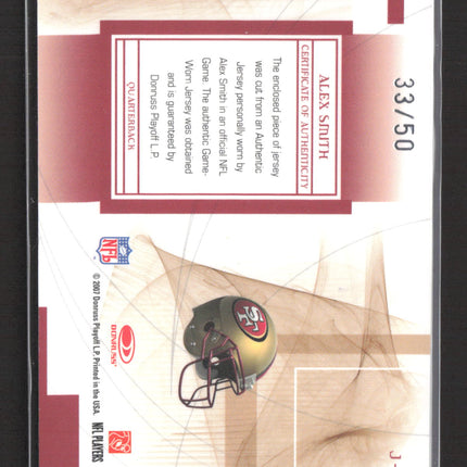 2007 Donruss Playoff Leaf Limited Alex Smith #J-6 Authentic Jersey 33/50