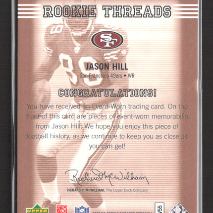 2007 Upper Deck SP Rookie Threads Jason Hill #RT-JH Event-Worn 190/225
