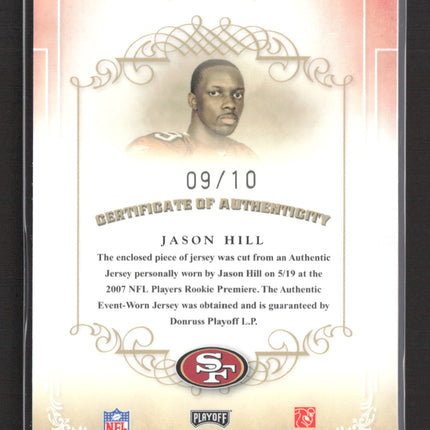 2007 National Treasures Jason Hill #116 Jersey Laundry Tag /10