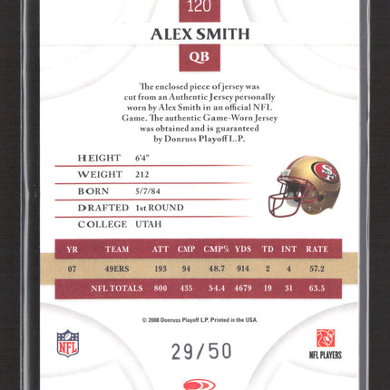 2008 Donruss Threads Alex Smith #120 Game-Worn Jersey /50 Logo