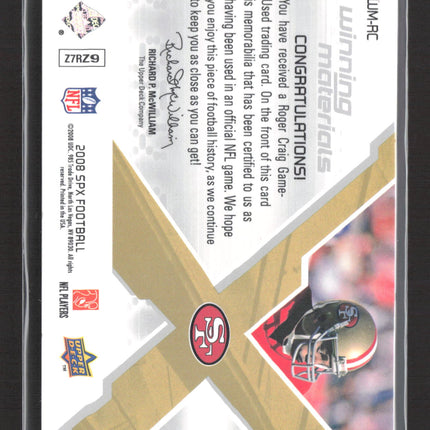 2008 Upper Deck SPx Winning Materials Roger Craig #WM-RC Patch 18/50