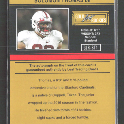 2017 Leaf Ultimate Draft Gold Leaf Rookies Solomon Thomas #GLR-ST1 Auto