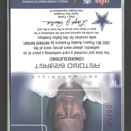 2002 Fleer Hot Prospects NFL Hot Materials Antonio Bryant #HM-AB2 Jersey 09/50