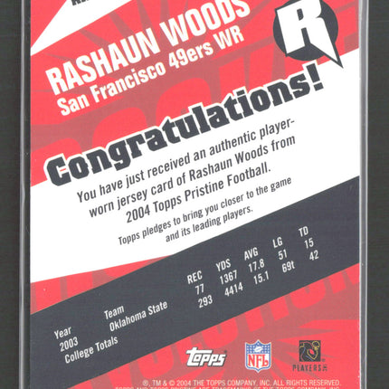 2004 Topps Pristine Rookie Revolution Rashaun Woods #RR-RWO  Jersey