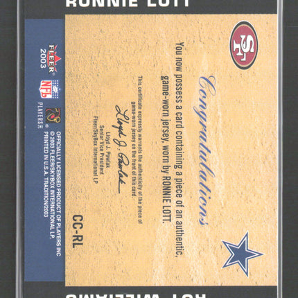 2003 Fleer Tradition Classic Combinations Roy Williams Ronnie Lott #CC-RL Jersey