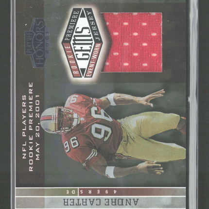 2001 Playoff Honors Rookie Premiere Gems Andre Carter #205 Jersey /725