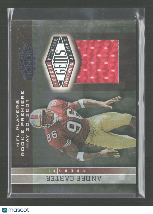 2001 Playoff Honors Rookie Premiere Gems Andre Carter #205 Jersey /725