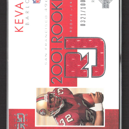 2001 Upper Deck Game Gear Kevan Barlow #100 0321/1000 Rookie Jersey