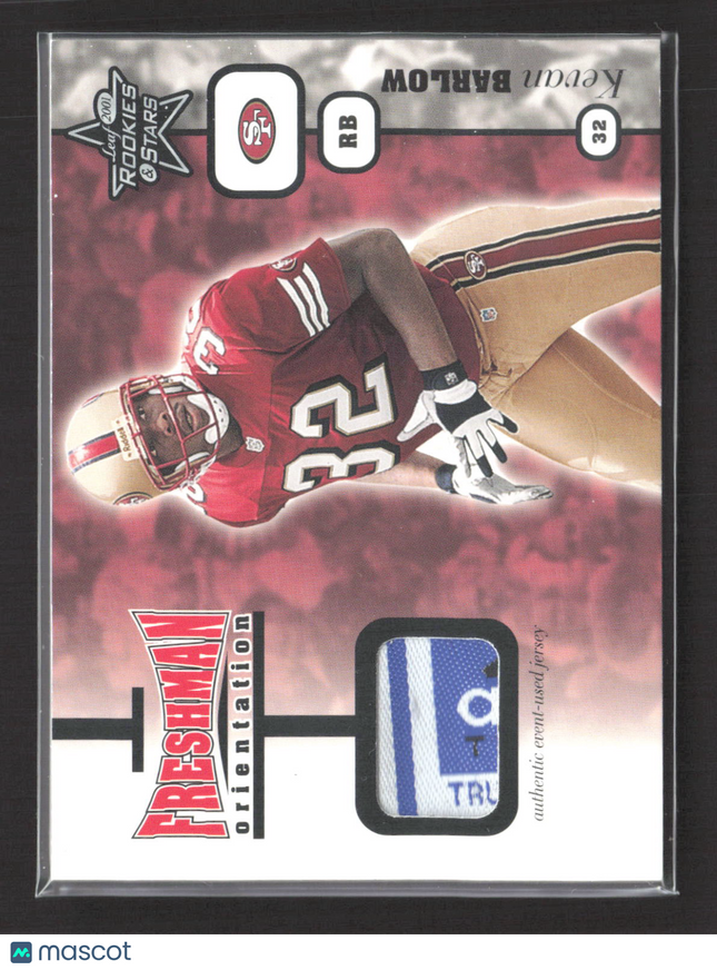2001 Rookies & Stars Freshman Orientation Kevan Barlow #FO 14 Laundry Tag Patch