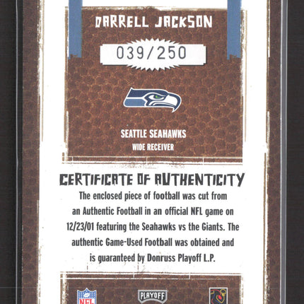 2005 Playoff Absolute Memorabilia Leather Darrell Jackson #LL-12 Football /250