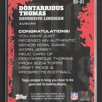 2004 Topps Draft Picks & Prospects Big Dogs Dontarrious Thomas #BD-DT jersey