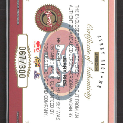 1999 Leaf Certified Gridiron Gear Jerry Rice #JR80-H 067/300 Game-Used Jersey
