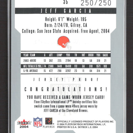 2004 Fleer SkyBox L.E. Jeff Garcia #35 Game-Worn Jersey /250
