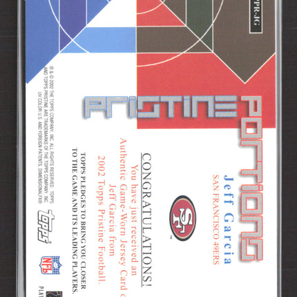 2002 Topps Pristine Pristine Portions Jeff Garcia #PPR-JG Game-Worn Jersey