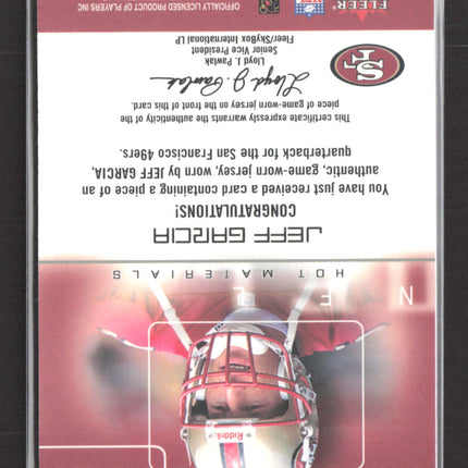 2002 Fleer Hot Prospects NFL Hot Materials Jeff Garcia #HM-JG Game-Worn Jersey