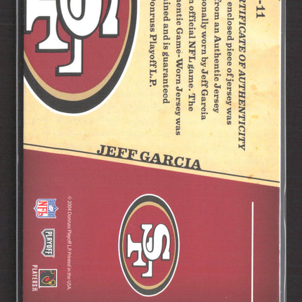 2004 Playoff Prestige Game Day Jerseys Jeff Garcia #GJ-11 Game-Worn Jersey