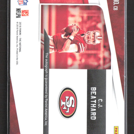 2018 Panini The National C.J. Beathard #CB Panini Logo Patch Auto