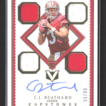 2018 Panini Vertex Capstones C.J. Beathard #108 Quad Patch RC 55/99 Auto