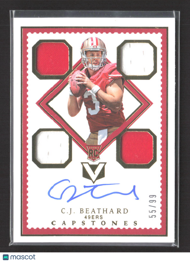 2018 Panini Vertex Capstones C.J. Beathard #108 Quad Patch RC 55/99 Auto