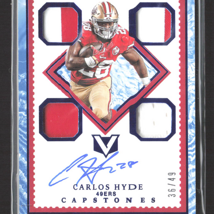 2018 Panini Vertex Capstones Carlos Hyde #CP-CH Quad Patch 36/49 Auto