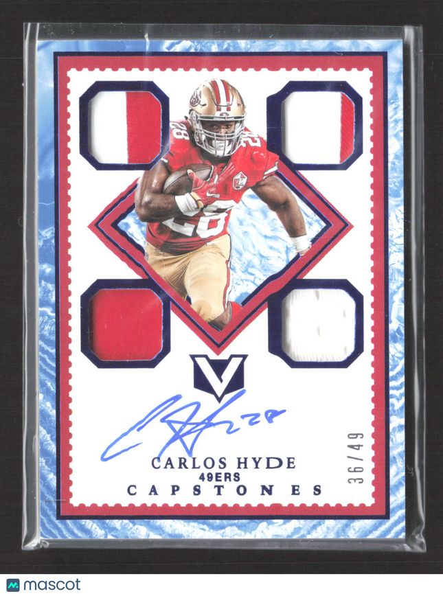 2018 Panini Vertex Capstones Carlos Hyde #CP-CH Quad Patch 36/49 Auto