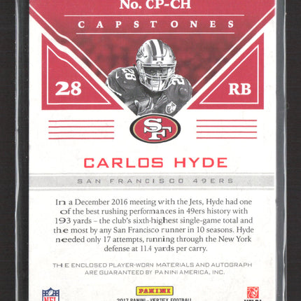 2018 Panini Vertex Capstones Carlos Hyde #CP-CH Quad Patch 36/49 Auto