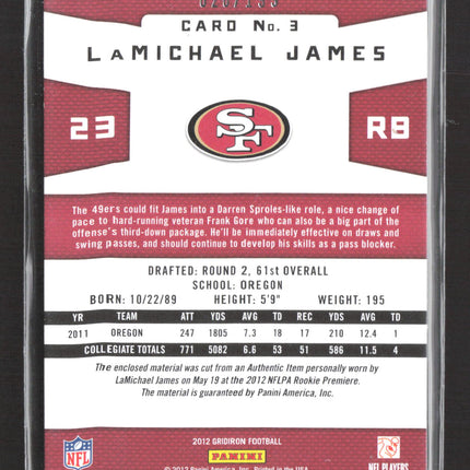 2012 Panini Gridiron Rookie Gridiron Gems LaMichael James #3 Triple Jersey