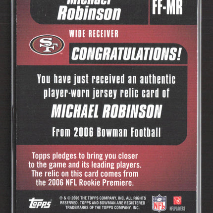 2006 Bowman Football Fabric Future Michael Robinson #FF-MR Patch