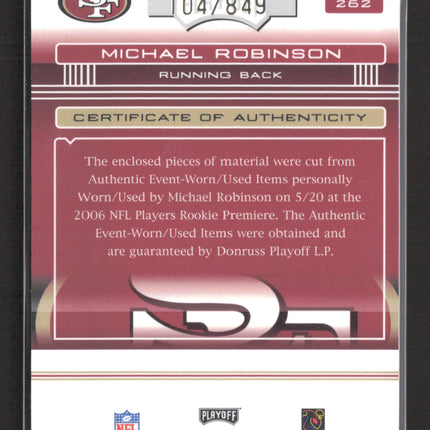 2006 Absolute Rookie Premiere Materials Michael Robinson #262 Ball Jersey /849