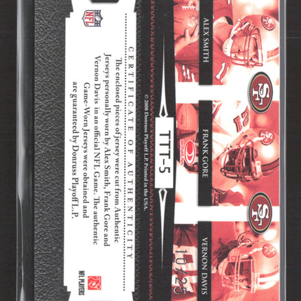2008 Leaf Limited Team Threads Frank Gore Alex Smith Vernon Davis Patch 10/25