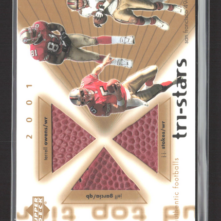 2001 Upper Deck UD Top Tier Tri-Stars Jeff Garcia Terrell Owens J.J. Stokes Ball