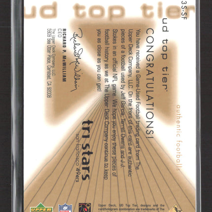 2001 Upper Deck UD Top Tier Tri-Stars Jeff Garcia Terrell Owens J.J. Stokes Ball